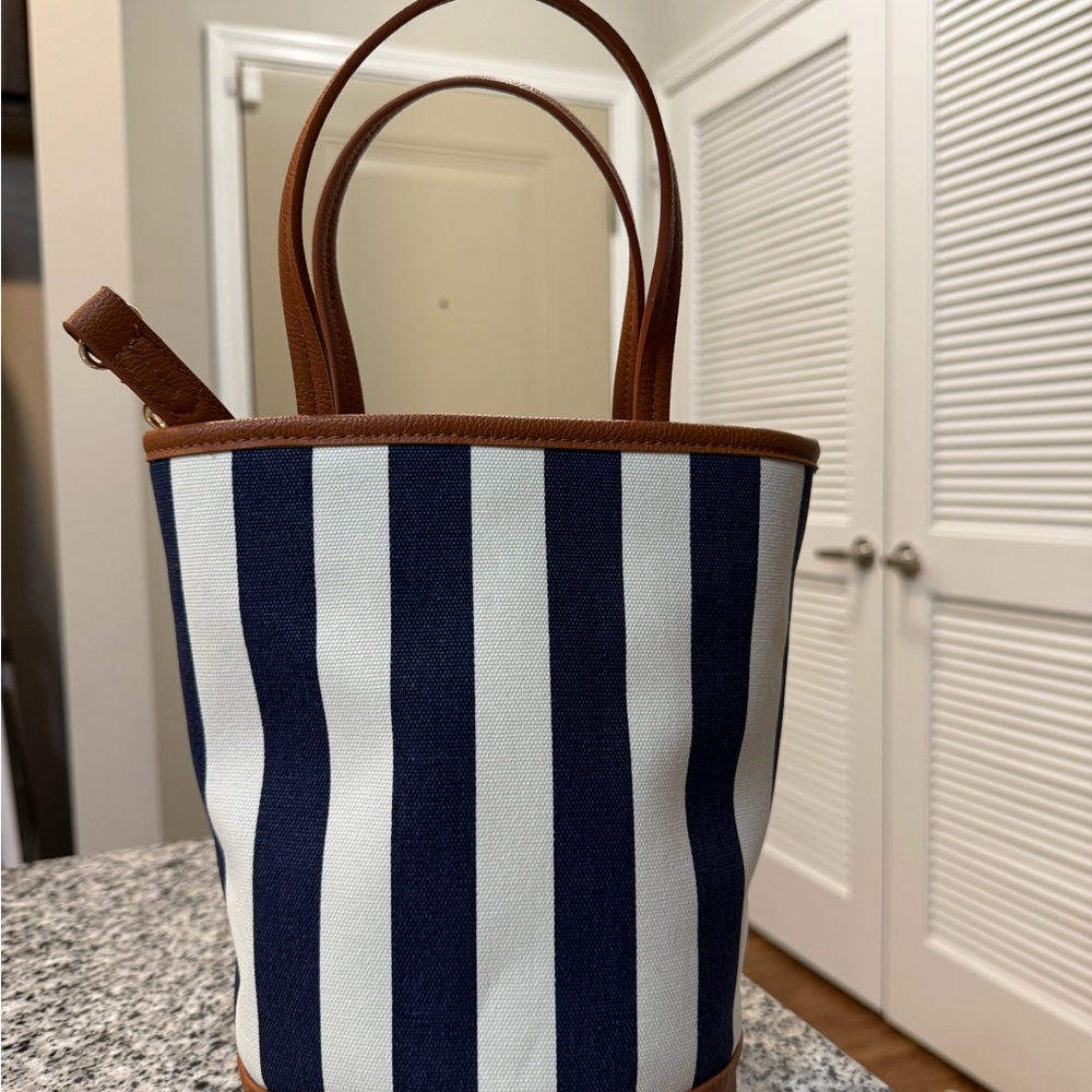 Striped Navy and White Tote Bag